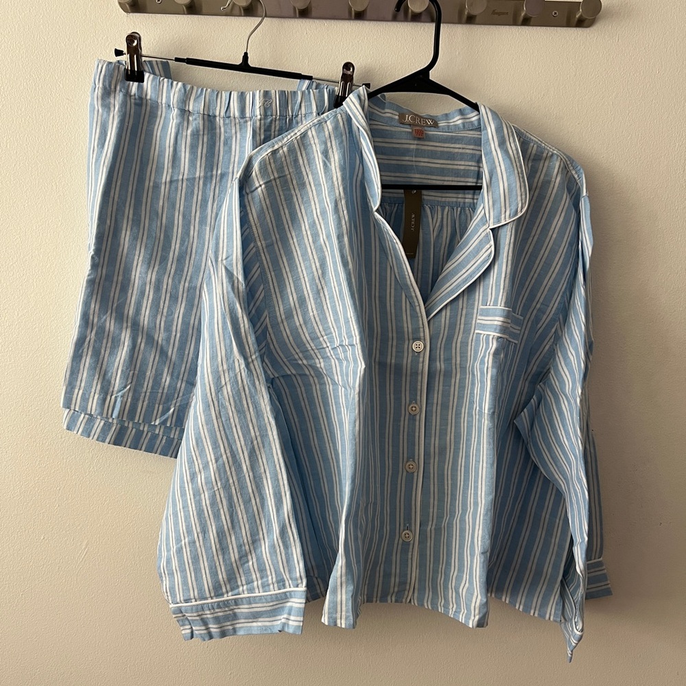 J. Crew Light Blue Striped Sleepwear